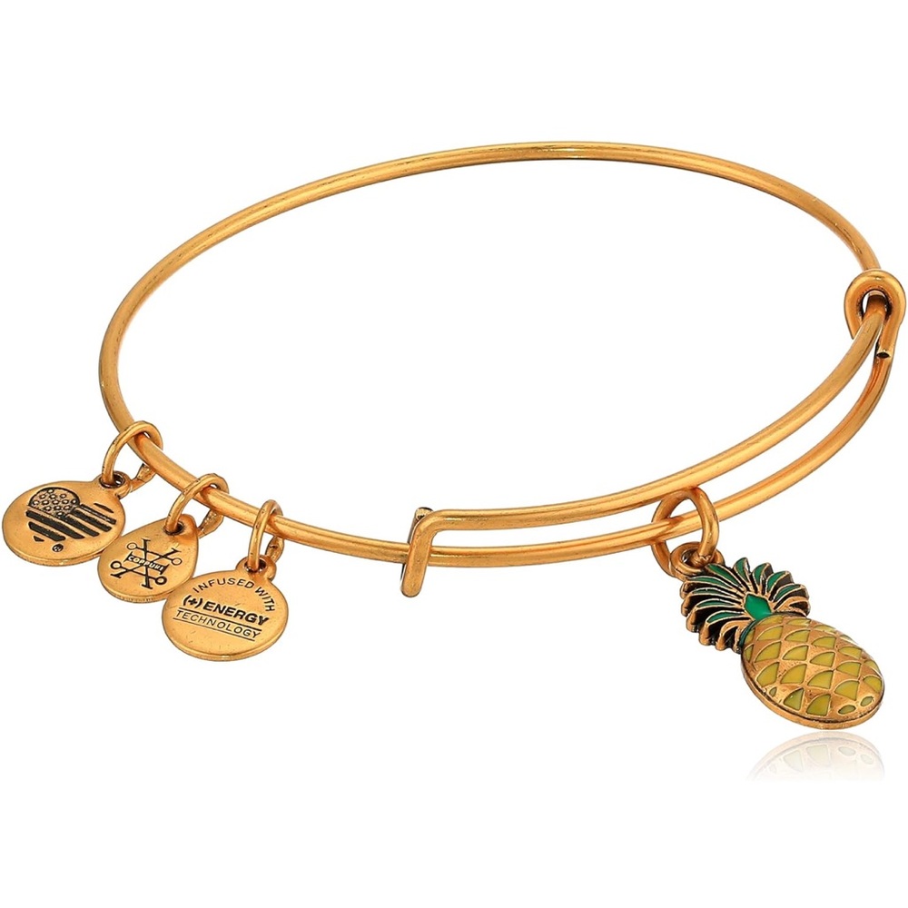 Alex and Ani Pineapple Charm Bracelet Gold Bangle Positive Energy USA